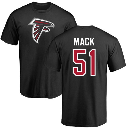 Atlanta Falcons Men Black Alex Mack Name And Number Logo NFL Football #51 T Shirt->atlanta falcons->NFL Jersey